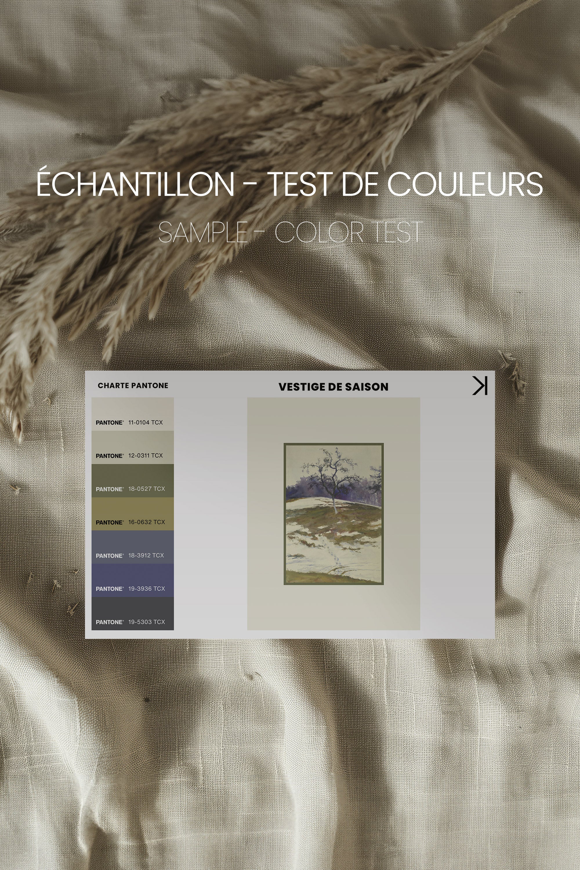 VESTIGE DE SAISON, Oeuvre sur toile étirée, encadré Blanc