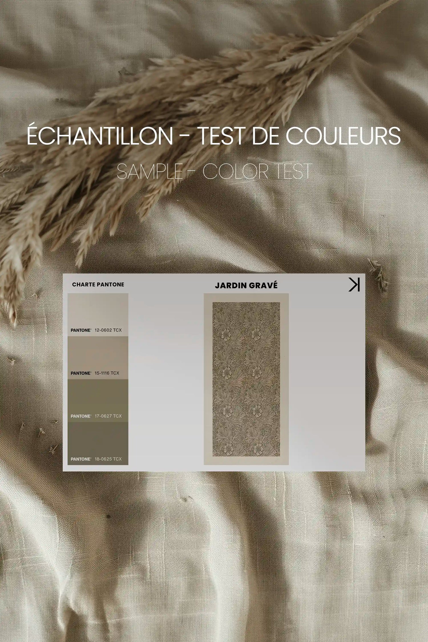 JARDIN GRAVÉ, Oeuvre sur toile étirée, encadré Brun Chêne