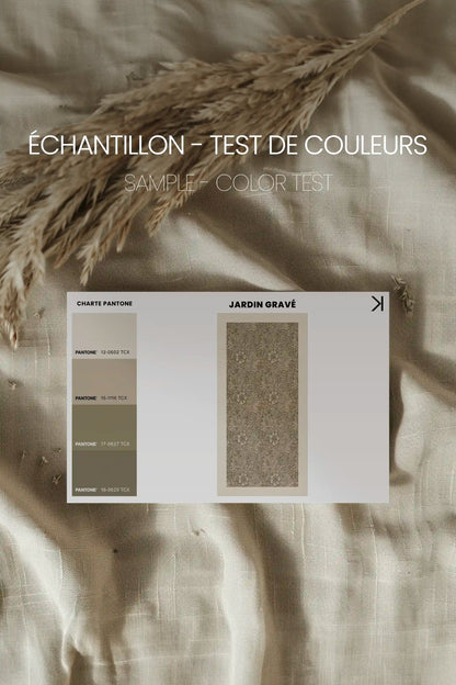 JARDIN GRAVÉ, Oeuvre sur toile étirée, encadré Brun Chêne