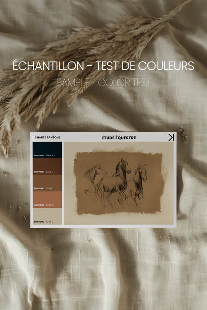 ETUDE EQUESTRE, Artwork on stretched canvas, Light Natural frame