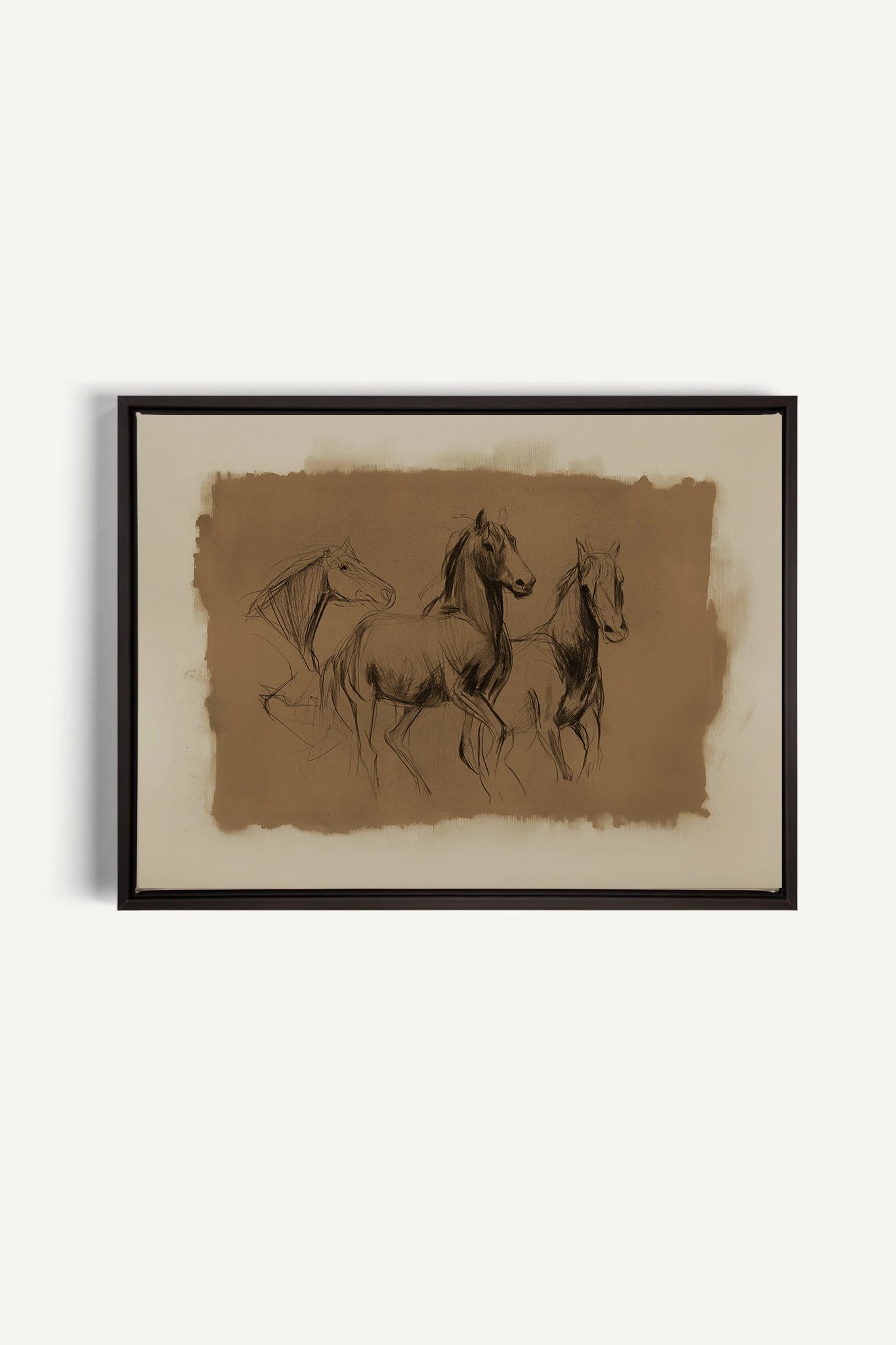 ETUDE EQUESTRE, Artwork on stretched canvas, Black frame