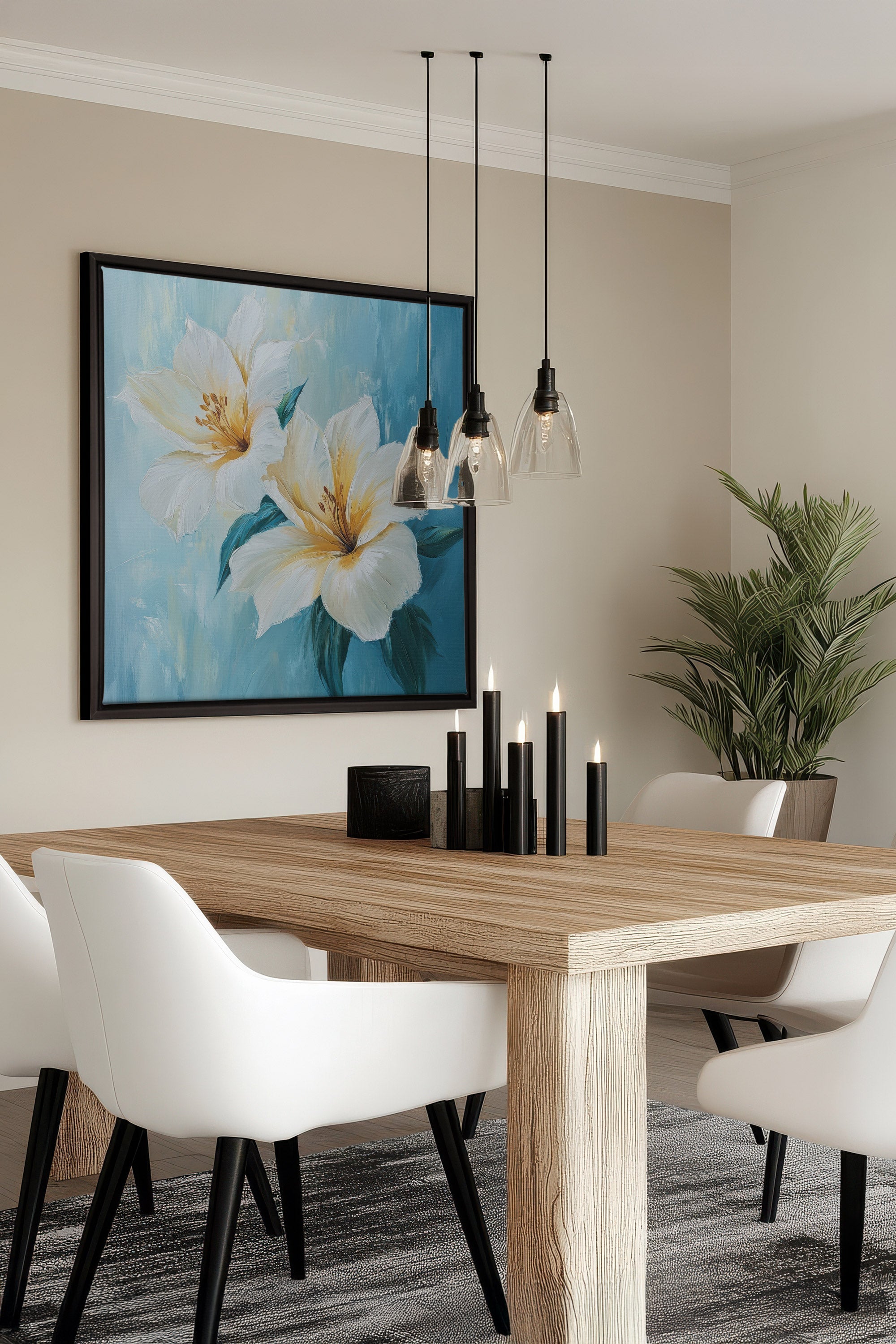 OLEKA CANVAS - AURORE FLORALE, Oeuvre sur toile étirée, encadré Noir