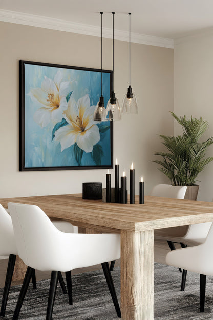 OLEKA CANVAS - AURORE FLORALE, Oeuvre sur toile étirée, encadré Noir