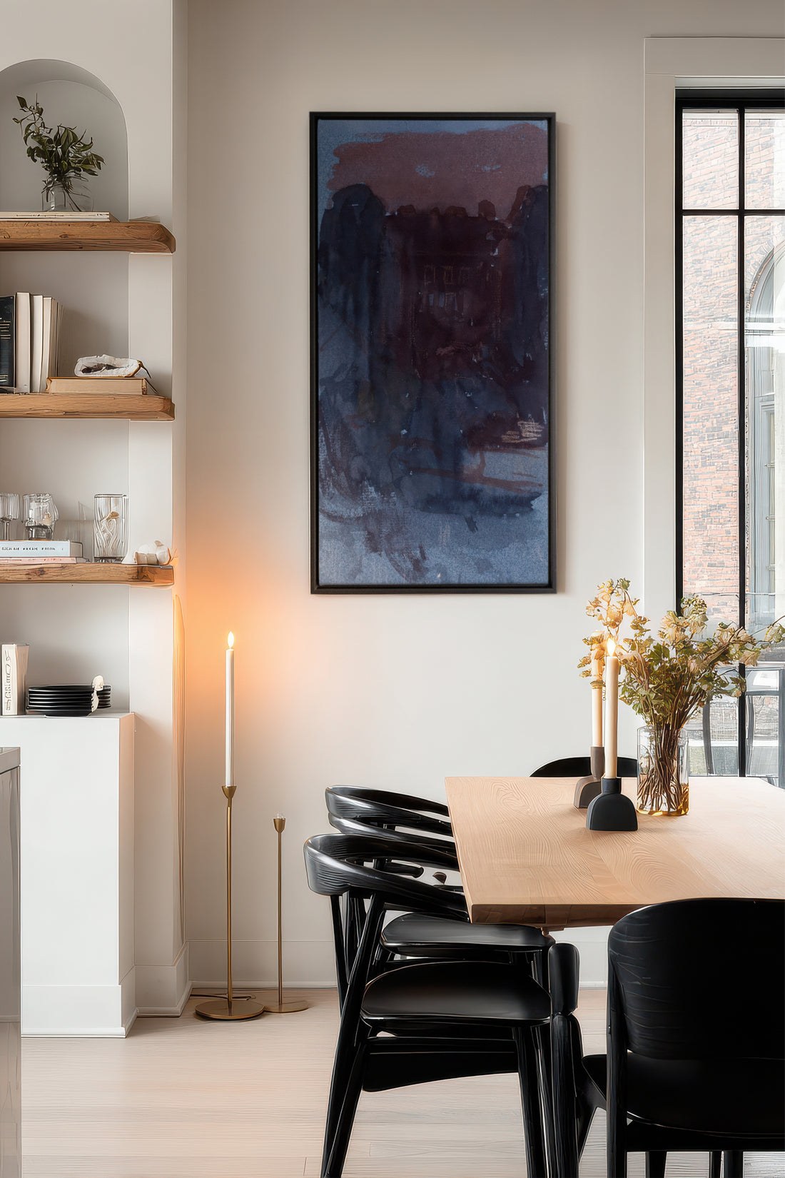 BURNT NIGHTFALL, Artwork on stretched canvas, framed in black