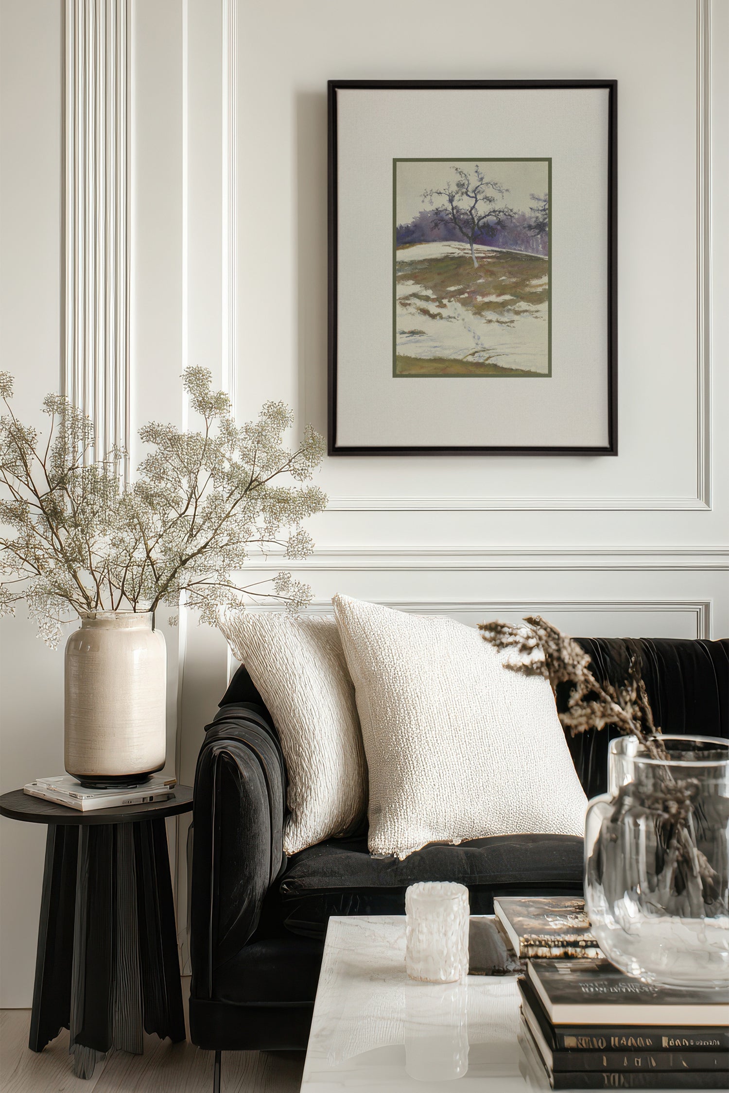 VESTIGE DE SAISON, Artwork on stretched canvas, framed in black