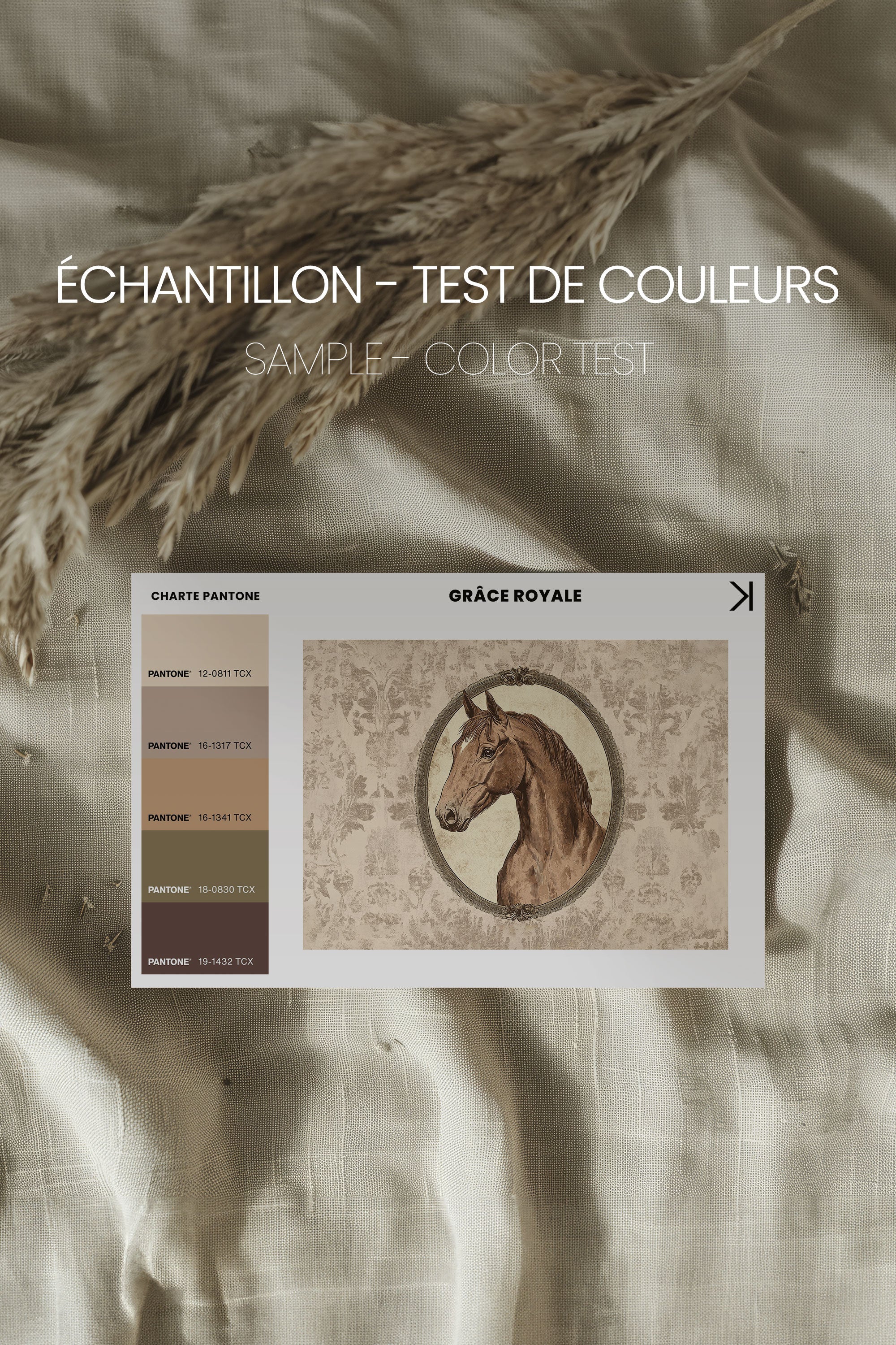 OLEKA CANVAS - GRÂCE ROYALE, Oeuvre sur toile étirée, encadré Brun Noyer