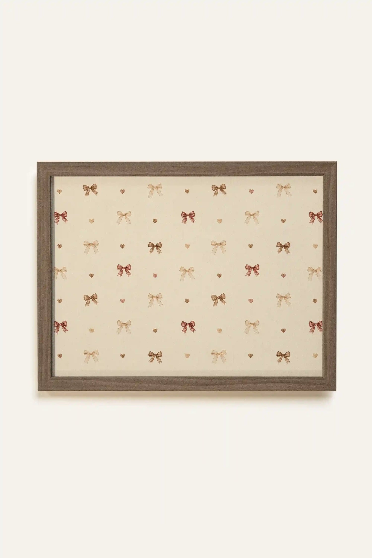 BOW &amp; HEART, Oeuvre sur toile rigide, encadré brun chêne