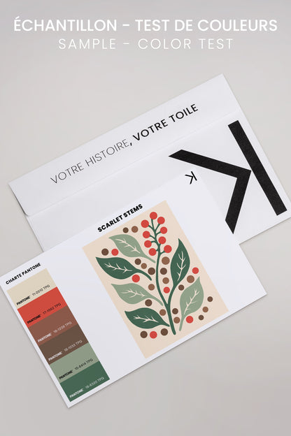 OLEKA CANVAS - SCARLET STEMS, Oeuvre sur toile étirée, encadré Naturel Clair