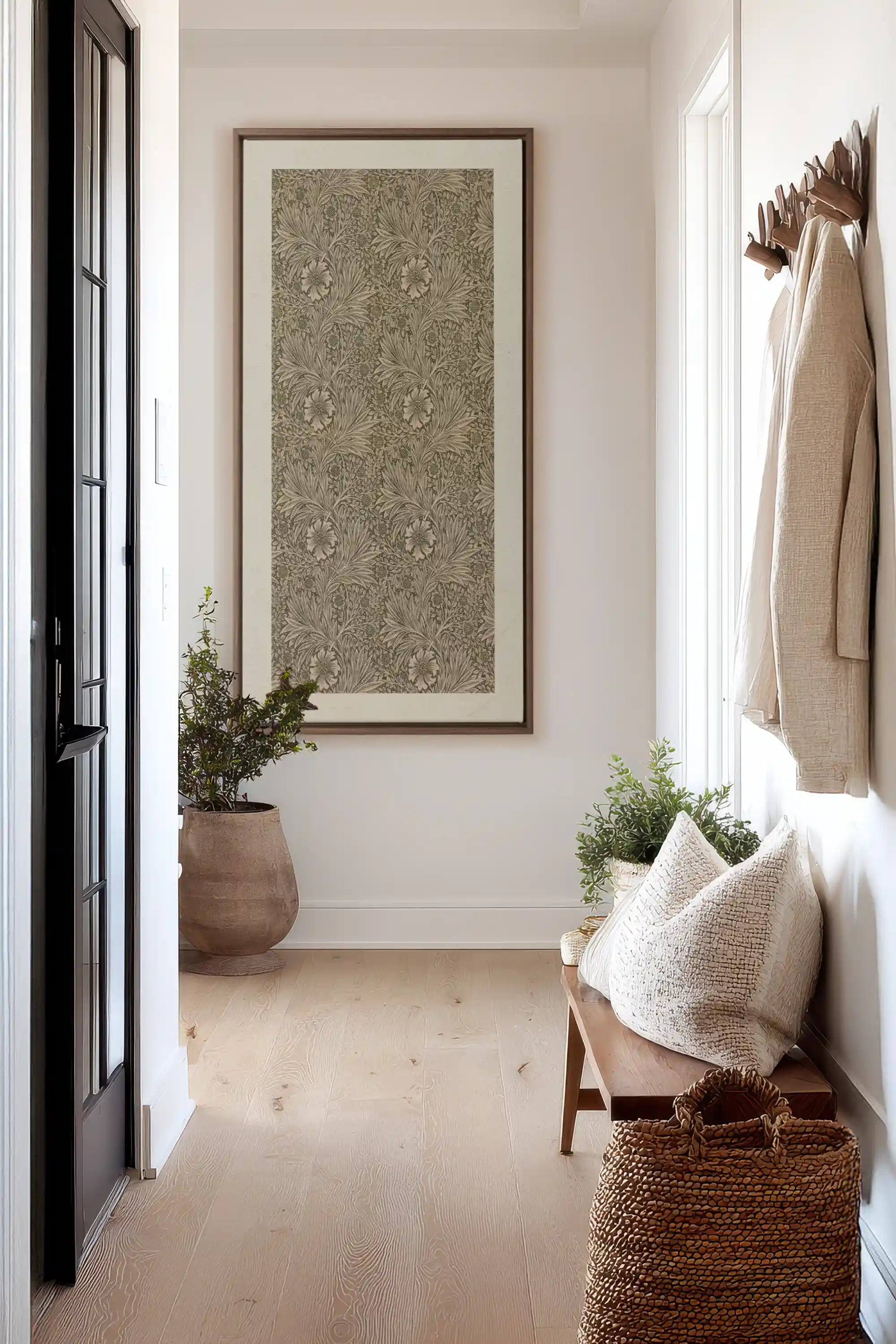 JARDIN GRAVÉ, Oeuvre sur toile étirée, encadré Brun Chêne