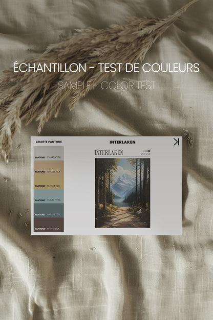 INTERLAKEN, Artwork on stretched canvas, framed in Walnut Brown