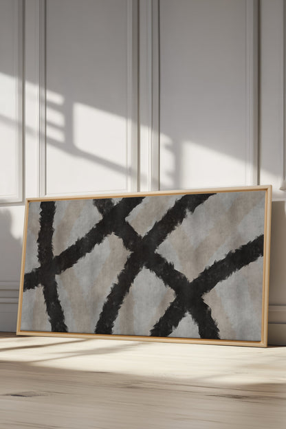 OLEKA CANVAS - BLACK THREADS, Oeuvre sur toile étirée, encadré Naturel Clair