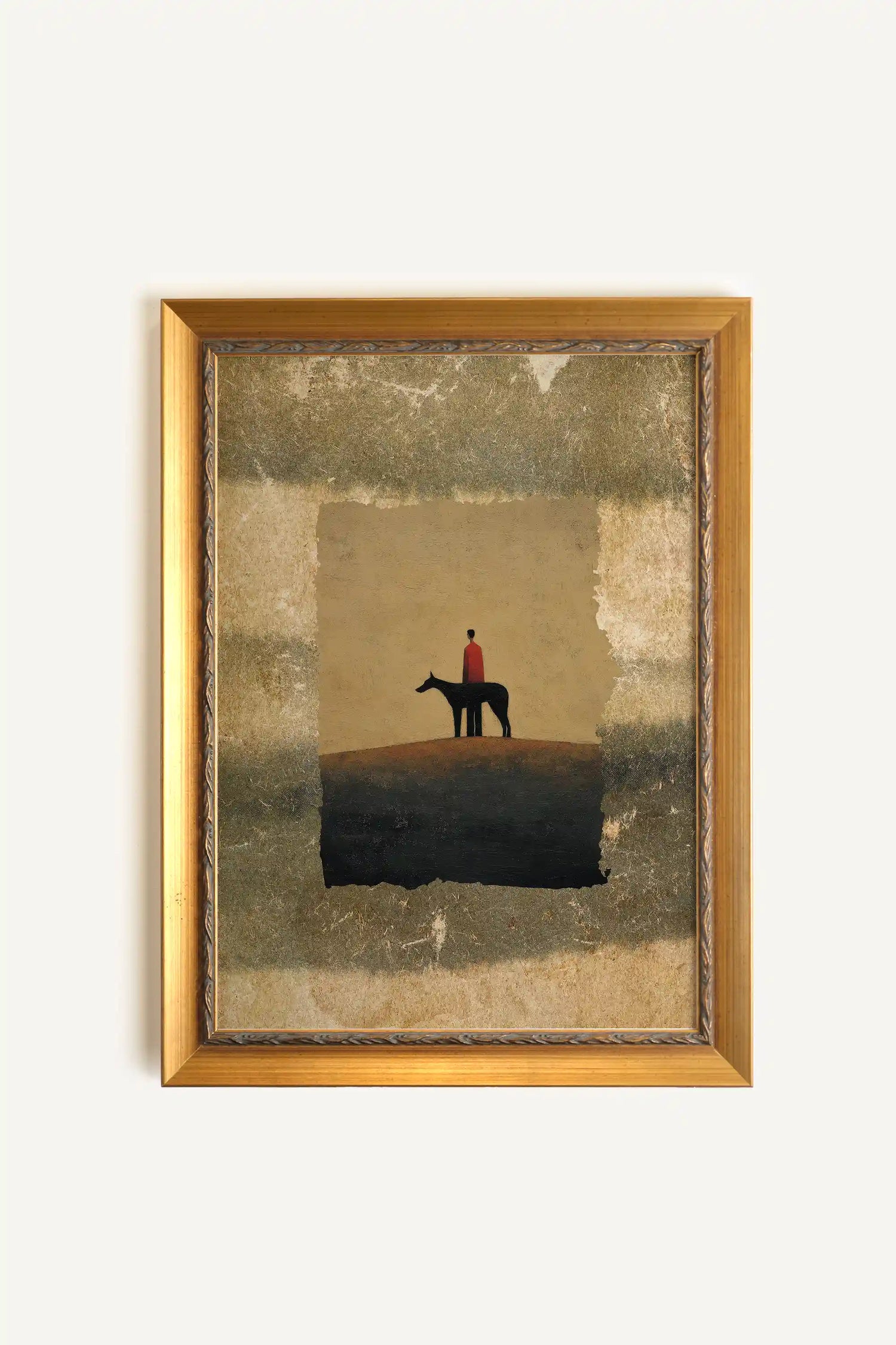 KEEPER OF THE EDGE, Artwork on rigid canvas, framed in Vintage Gold