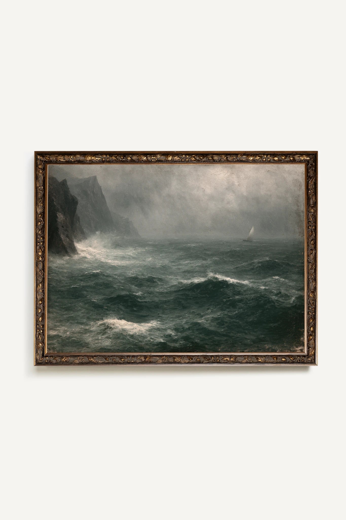CAP DES FALAISES, Work on rigid canvas, framed in Vintage Bronze