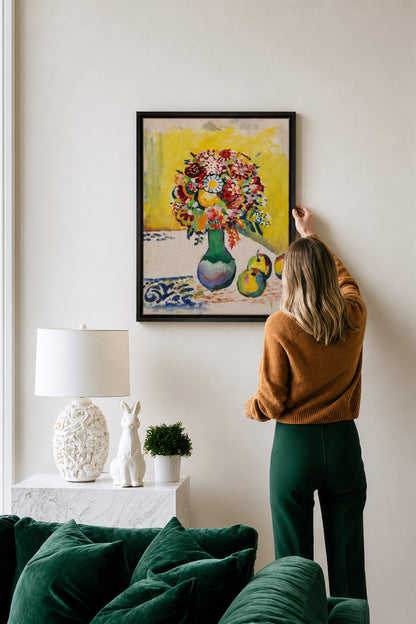 PAINTED BOUQUET, Oeuvre sur toile étirée, encadré Noir