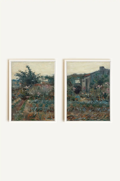 TIMELESS GARDEN DUO, 2 Works on stretched canvas, framed White