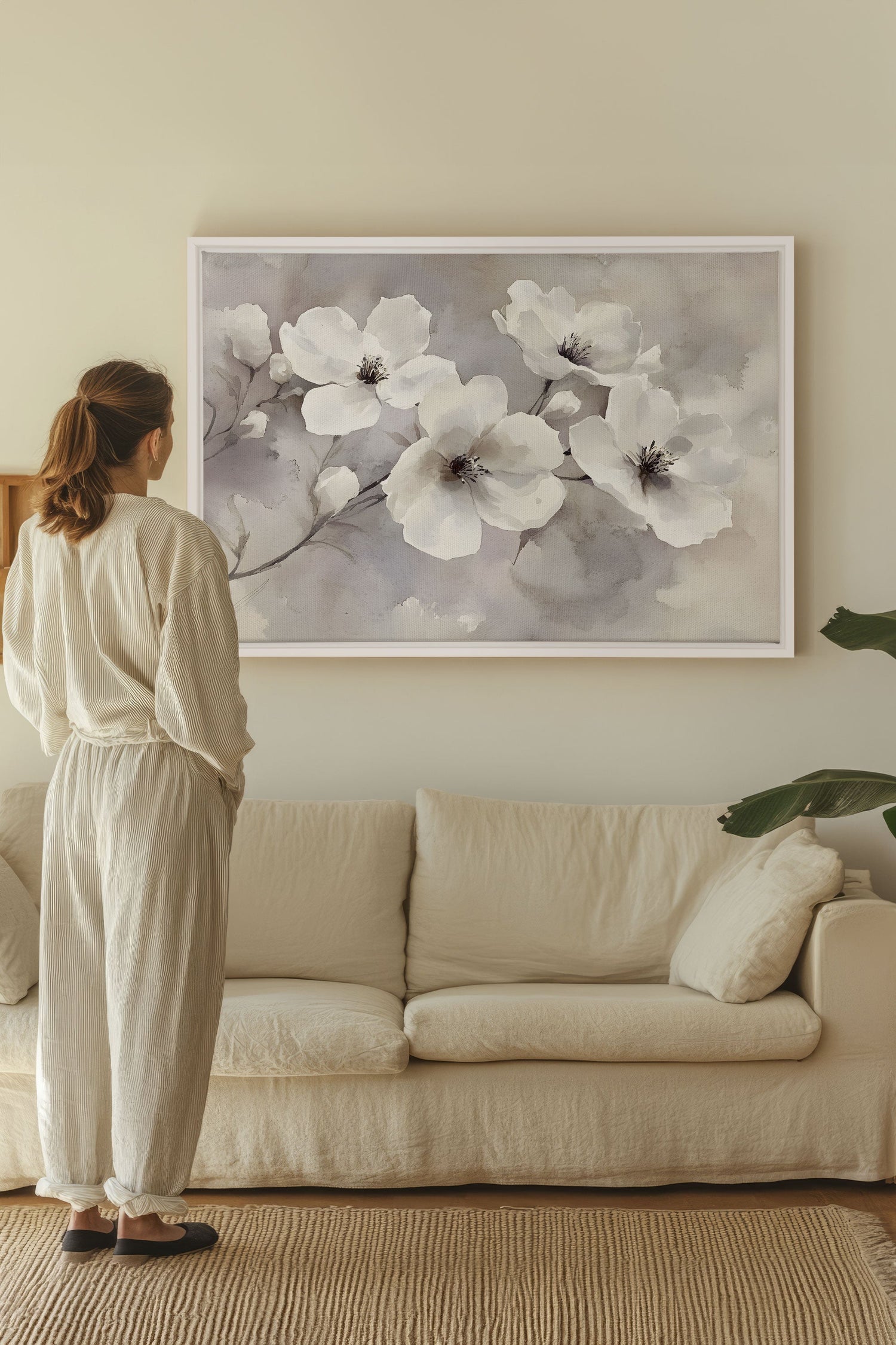 OLEKA CANVAS - CLOUDED Groom, Oeuvre sur toile étirée, encadré Blanc