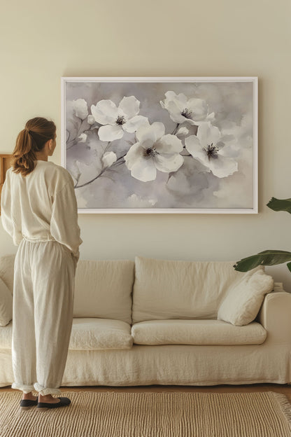 OLEKA CANVAS - CLOUDED Groom, Oeuvre sur toile étirée, encadré Blanc