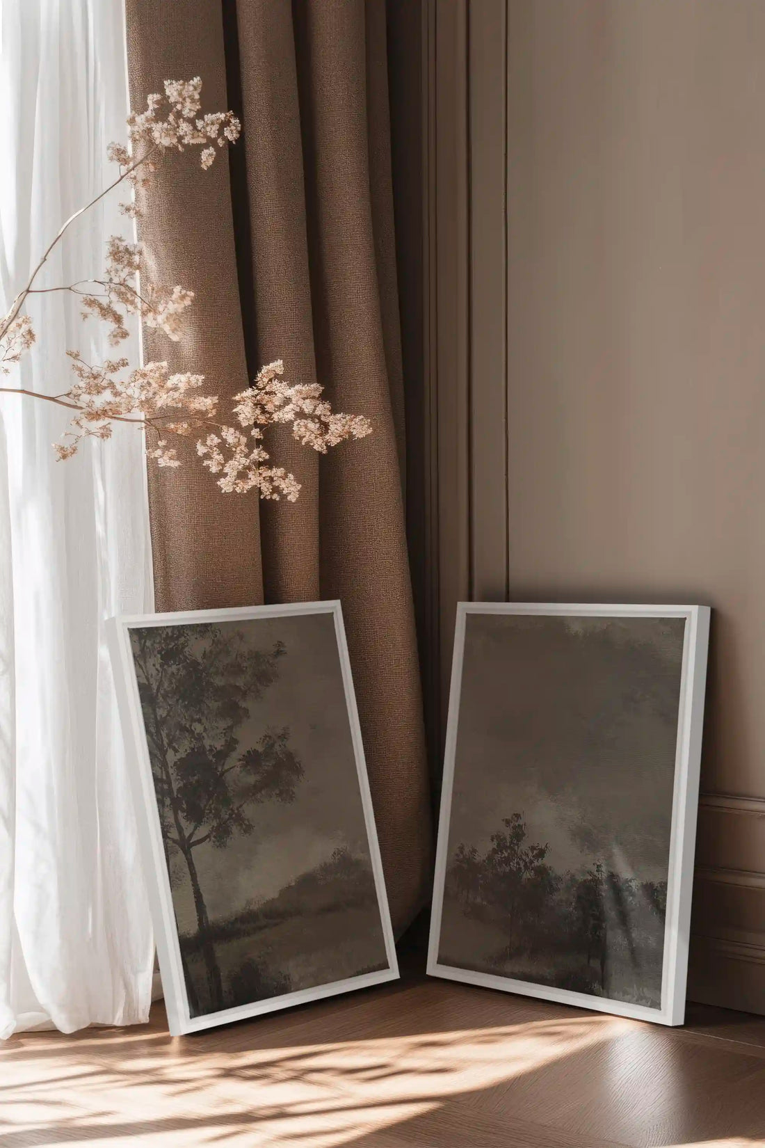 ASHEN GROVE DUO, 2 Works on stretched canvas, framed White