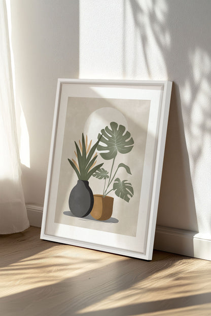 OLEKA CANVAS - DESERT GREENS, Oeuvre sur toile étirée, encadré Blanc