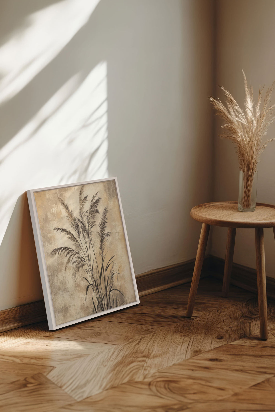 OLEKA CANVAS - BRISE SAUVAGE, Oeuvre sur toile étirée, encadré Blanc