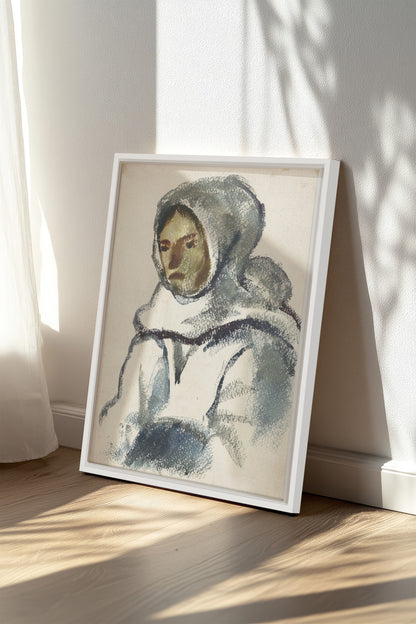 VISAGE DU FROID, Oeuvre sur toile étirée, encadré Blanc