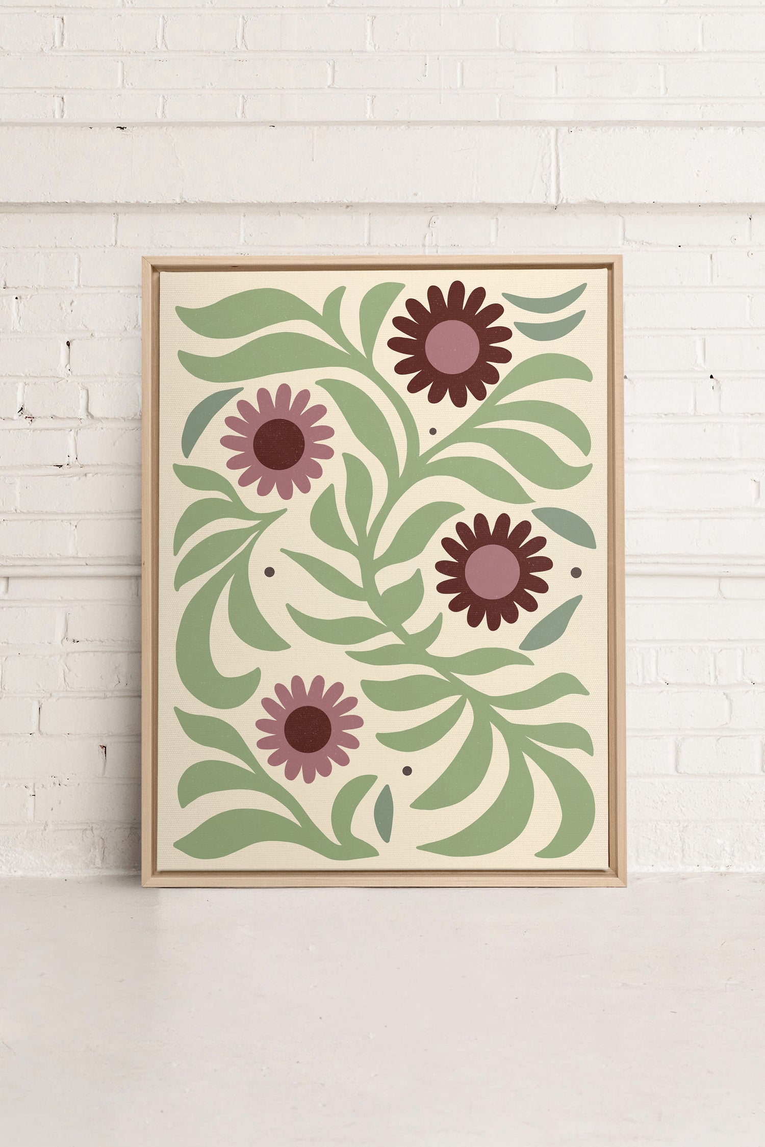 ROSY SPRIGS, Artwork on stretched canvas, framed Natural Light