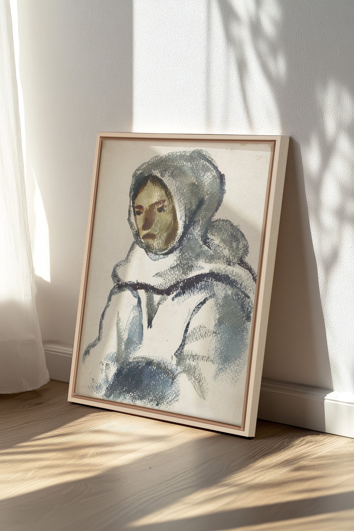 VISAGE DU FROID, Oeuvre sur toile étirée, encadré Naturel Clair