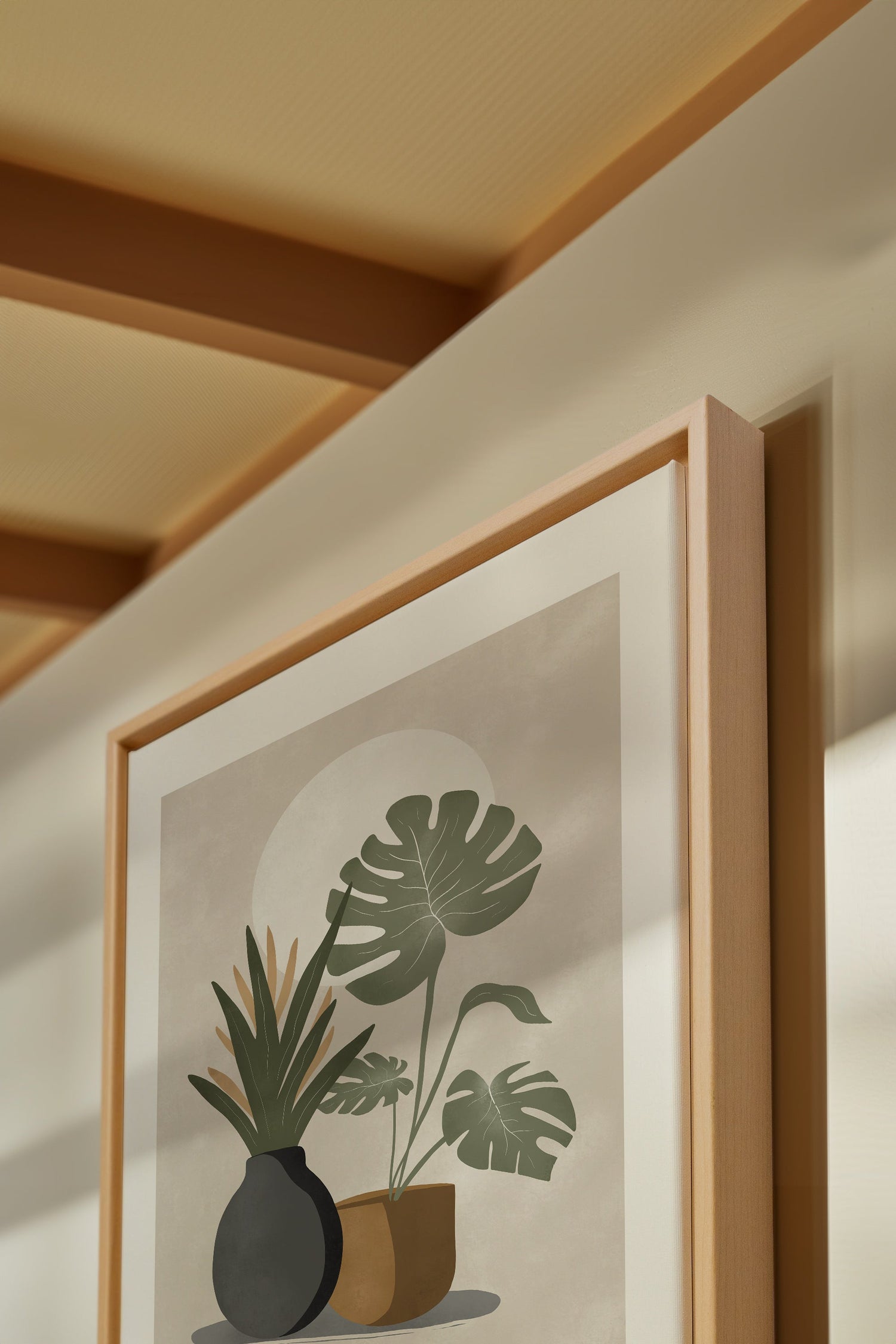 OLEKA CANVAS - DESERT GREENS, Oeuvre sur toile étirée, encadré Naturel Clair