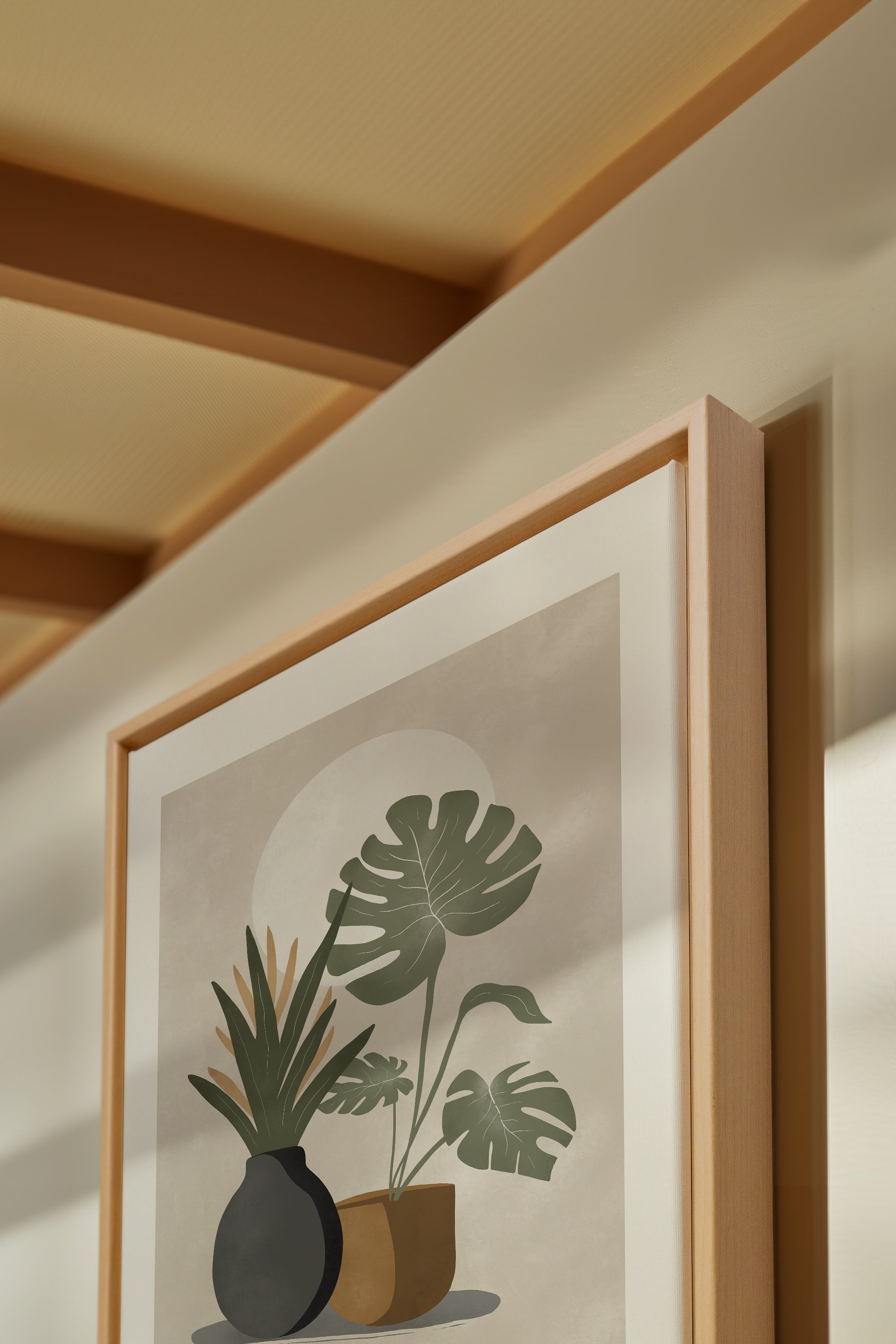 OLEKA CANVAS - DESERT GREENS, Oeuvre sur toile étirée, encadré Naturel Clair