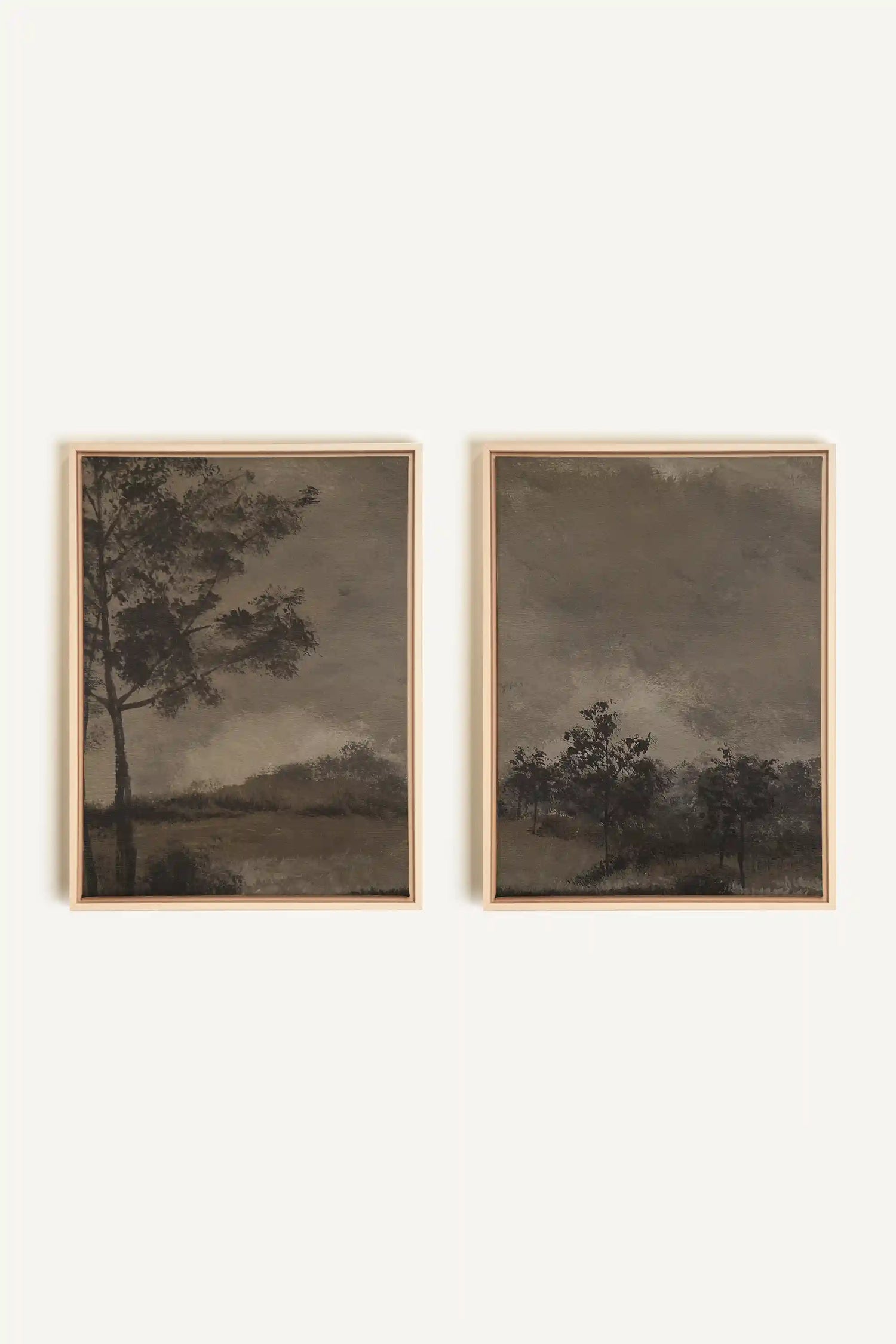 ASHEN GROVE DUO, 2 Oeuvres sur toile étirée, encadré Naturel Clair