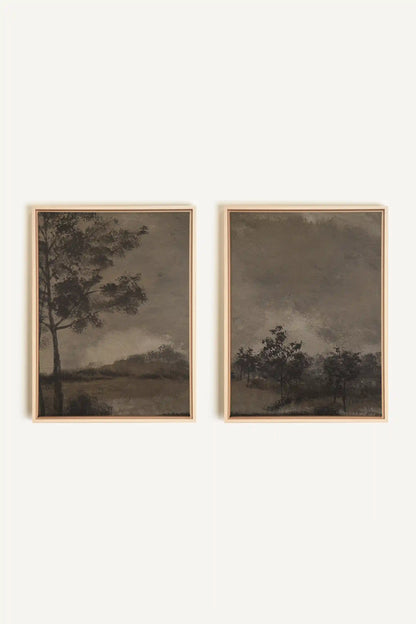 ASHEN GROVE DUO, 2 Oeuvres sur toile étirée, encadré Naturel Clair