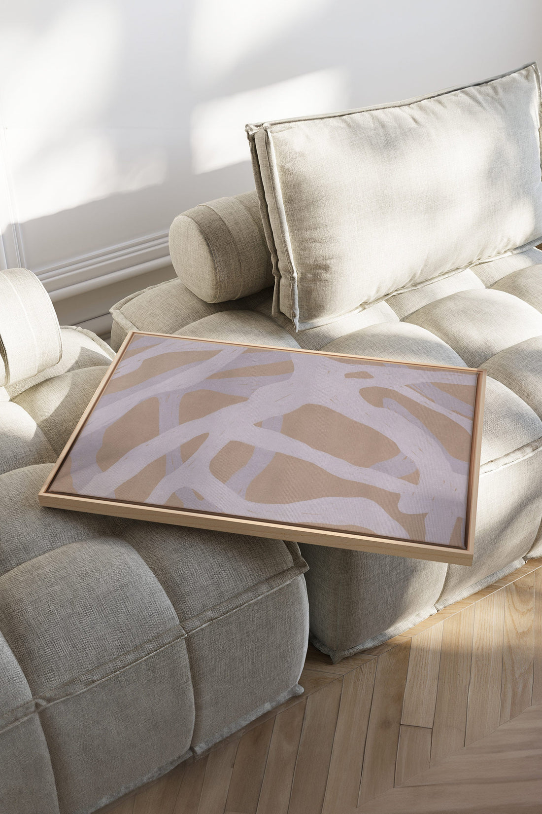 OLEKA CANVAS - TISSAGE NATUREL, Oeuvre sur toile étirée, encadré Naturel Clair