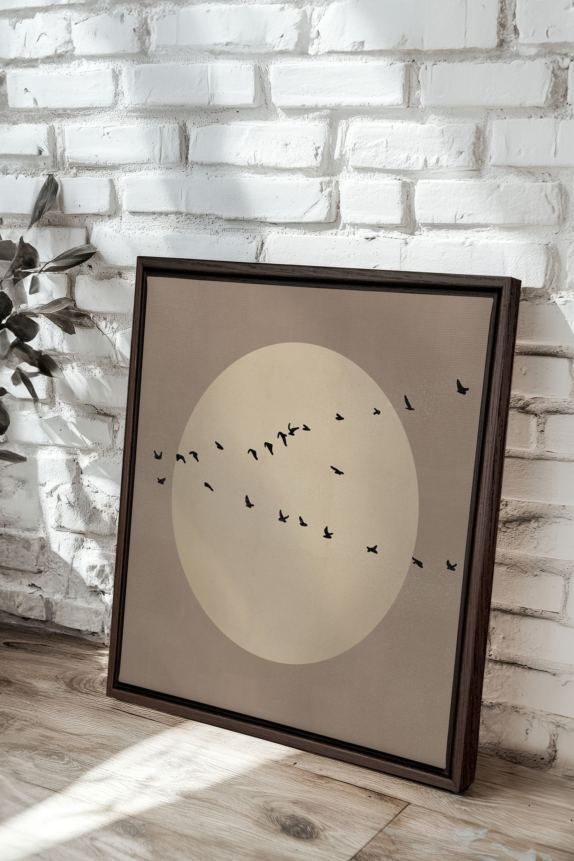 OLEKA CANVAS - FLIGHT OF LIGHT, Oeuvre sur toile étirée, encadré Brun Noyer