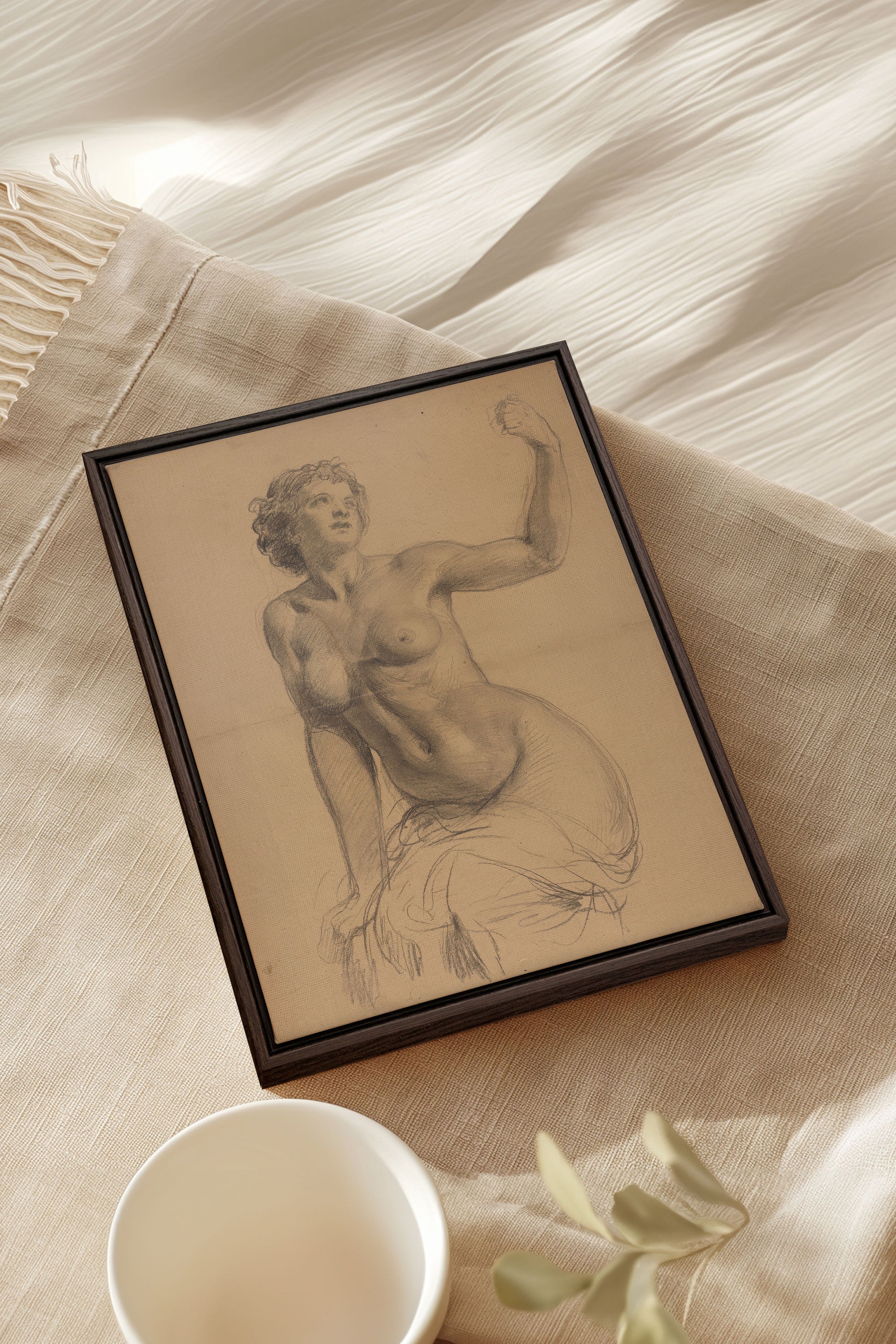 TIMELESS MUSE, Artwork on stretched canvas, framed in Walnut Brown