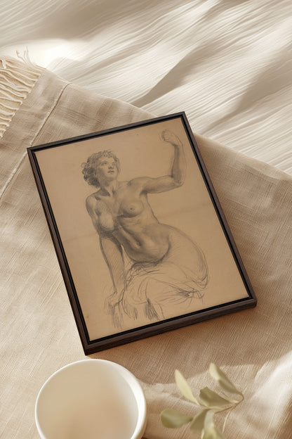 TIMELESS MUSE, Artwork on stretched canvas, framed in Walnut Brown