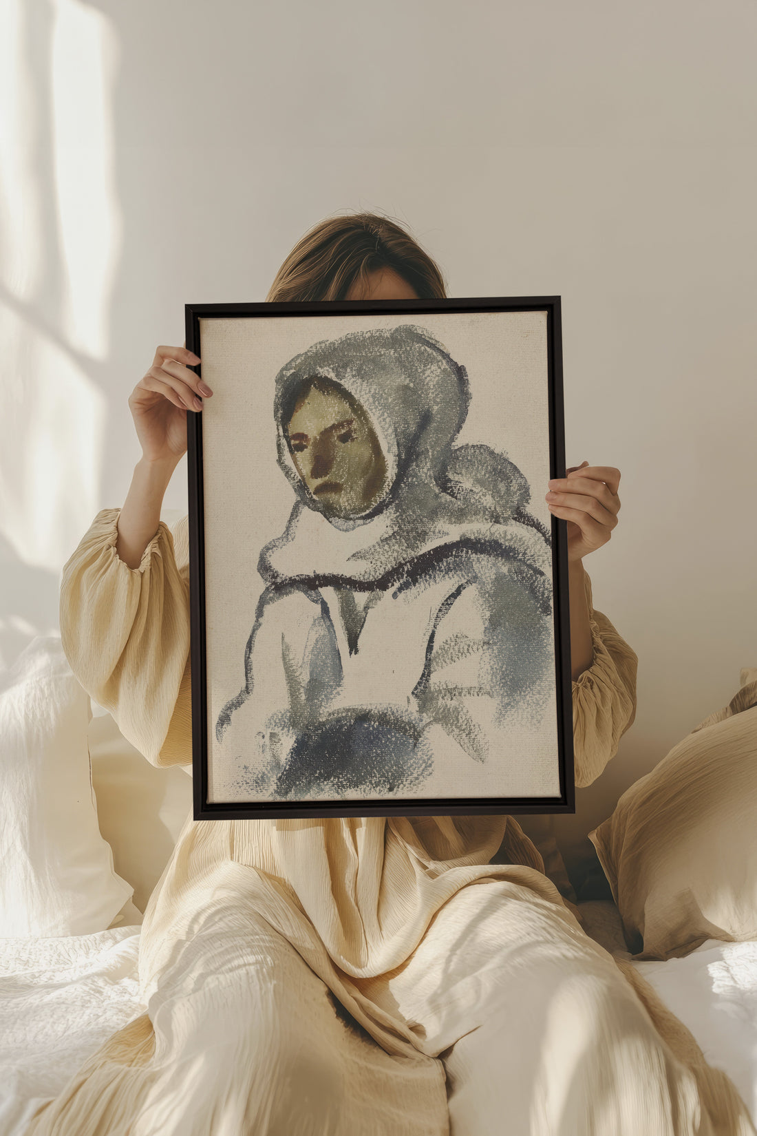 VISAGE DU FROID, Oeuvre sur toile étirée, encadré Noir