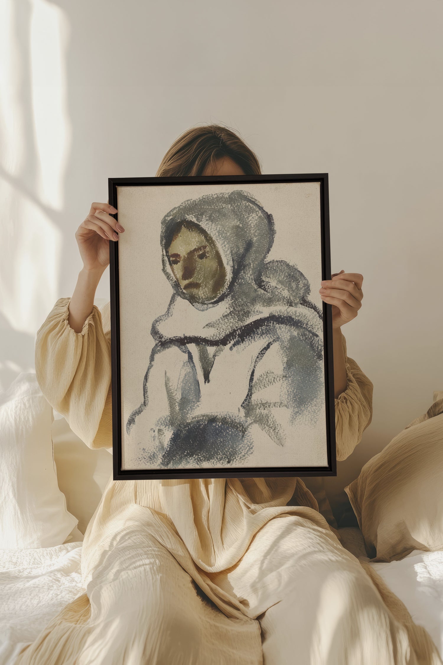 VISAGE DU FROID, Oeuvre sur toile étirée, encadré Noir