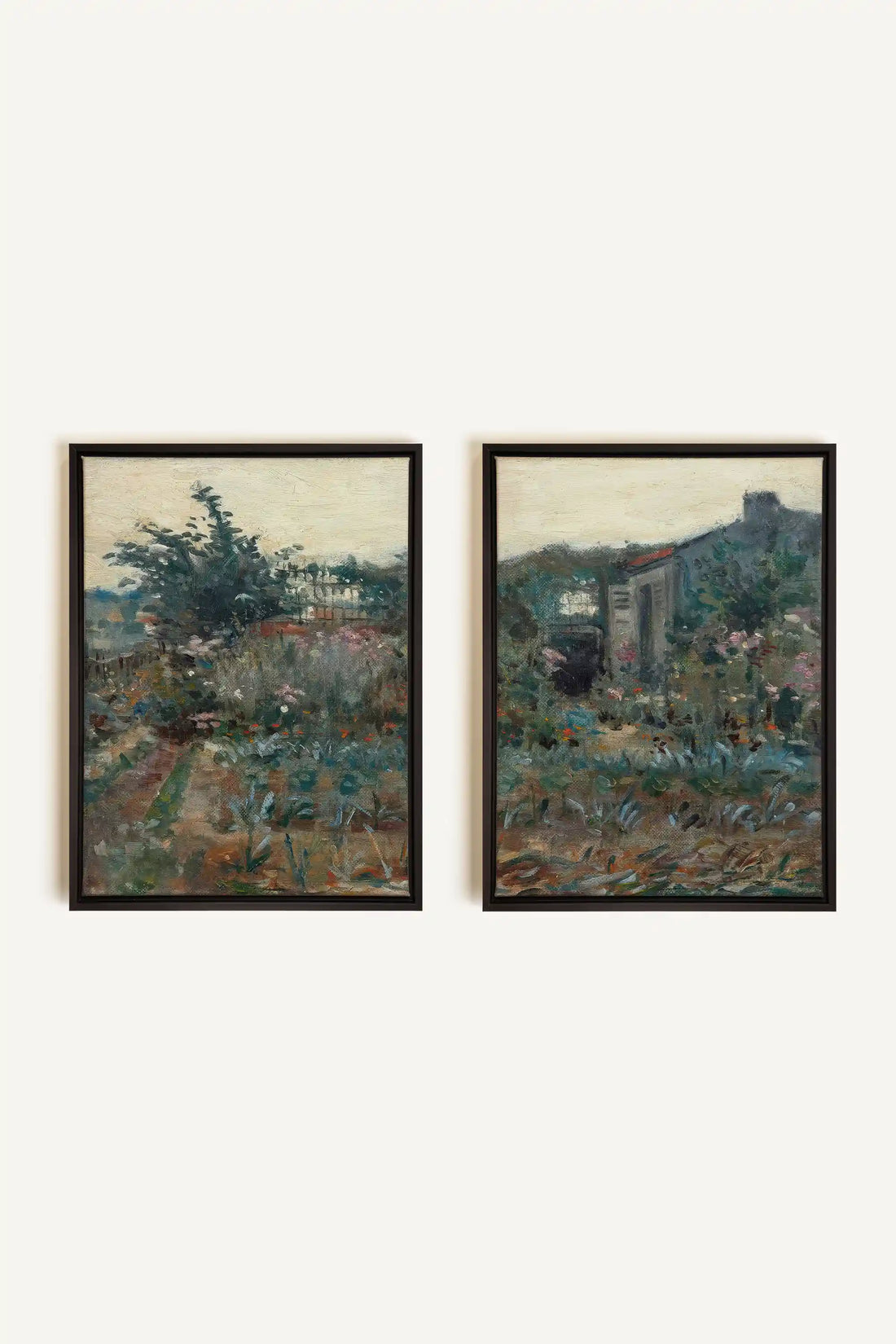 TIMELESS GARDEN DUO, 2 Works on stretched canvas, framed Black
