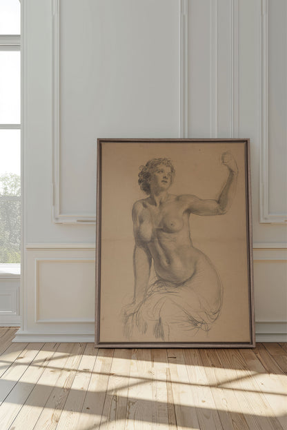 TIMELESS MUSE, Artwork on stretched canvas, framed in Brown Oak