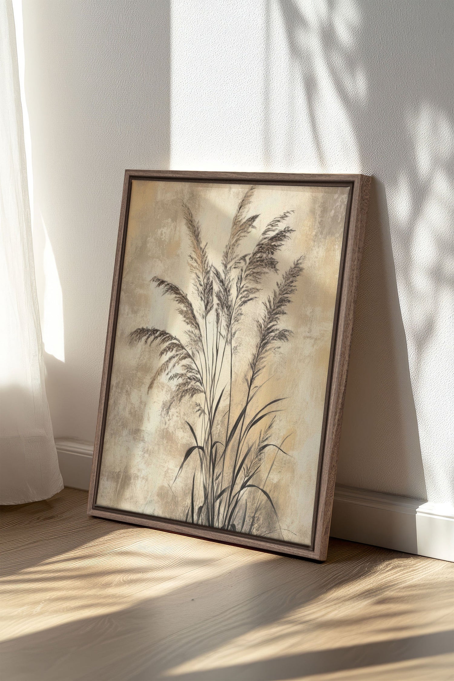 OLEKA CANVAS - BRISE SAUVAGE, Oeuvre sur toile étirée, encadré Brun Chêne