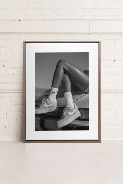 OLEKA CANVAS - BLACK &amp; WHITE BLISS, Oeuvre sur toile étirée, encadré Brun Chêne