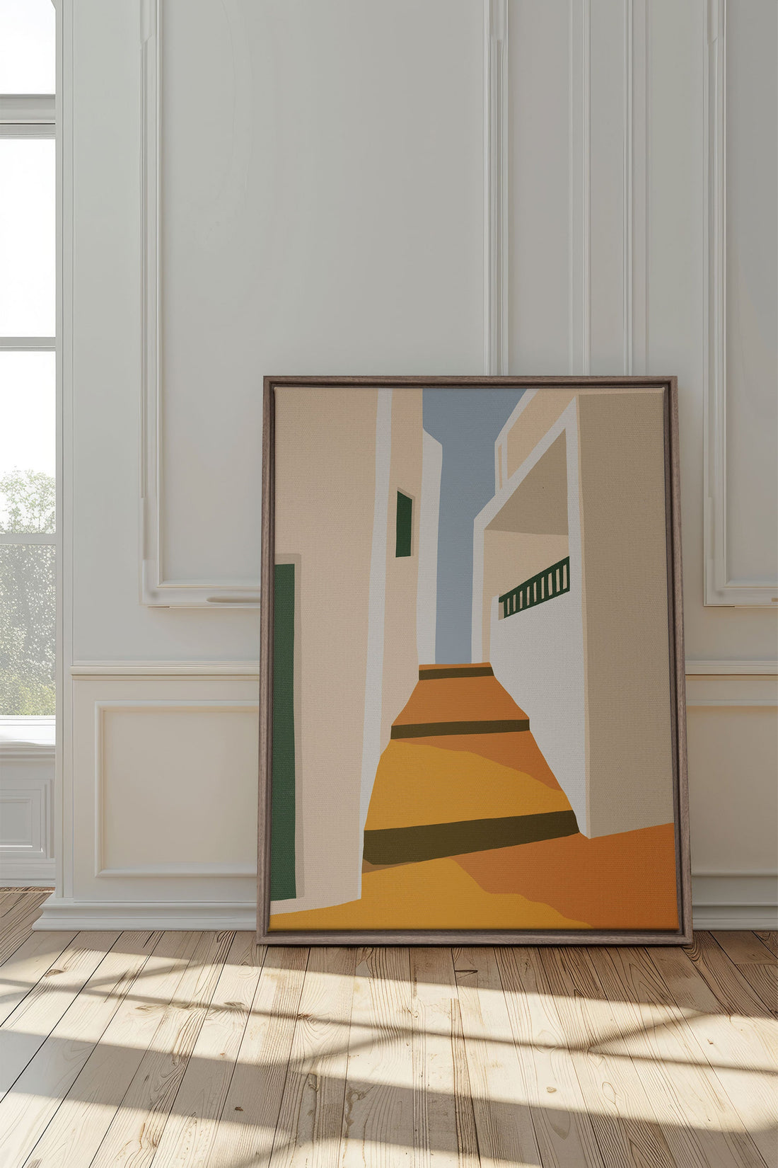 OLEKA CANVAS - PASSAGE, Oeuvre sur toile étirée, encadré Brun Chêne