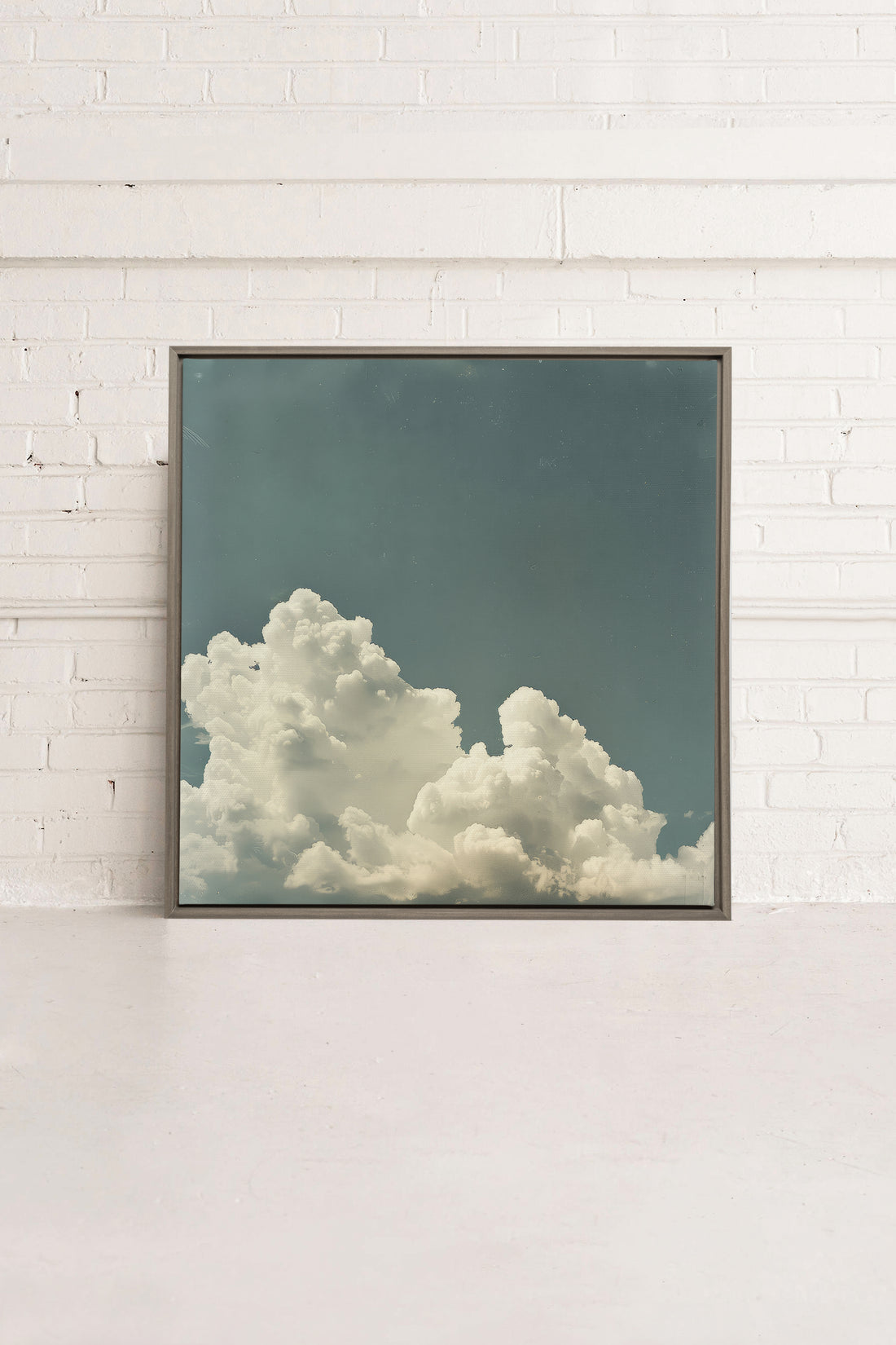 NOSTALGIC SKY, Artwork on stretched canvas, framed in Brown Oak