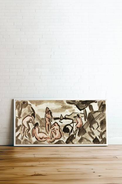 TERRE HUMAINE, Oeuvre sur toile étirée, encadré Blanc