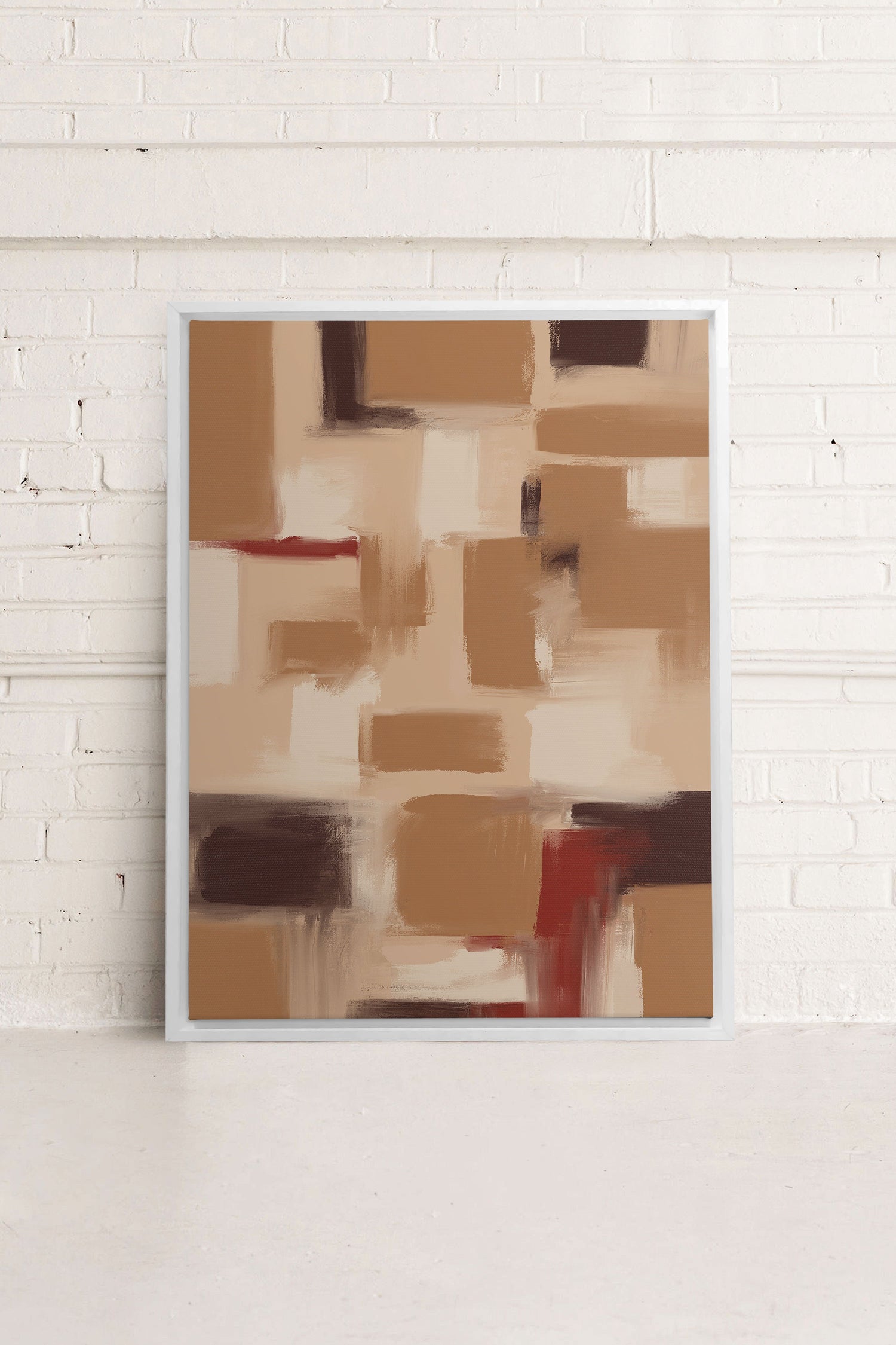 OLEKA CANVAS - TRAITS, Oeuvre sur toile étirée, encadré Blanc