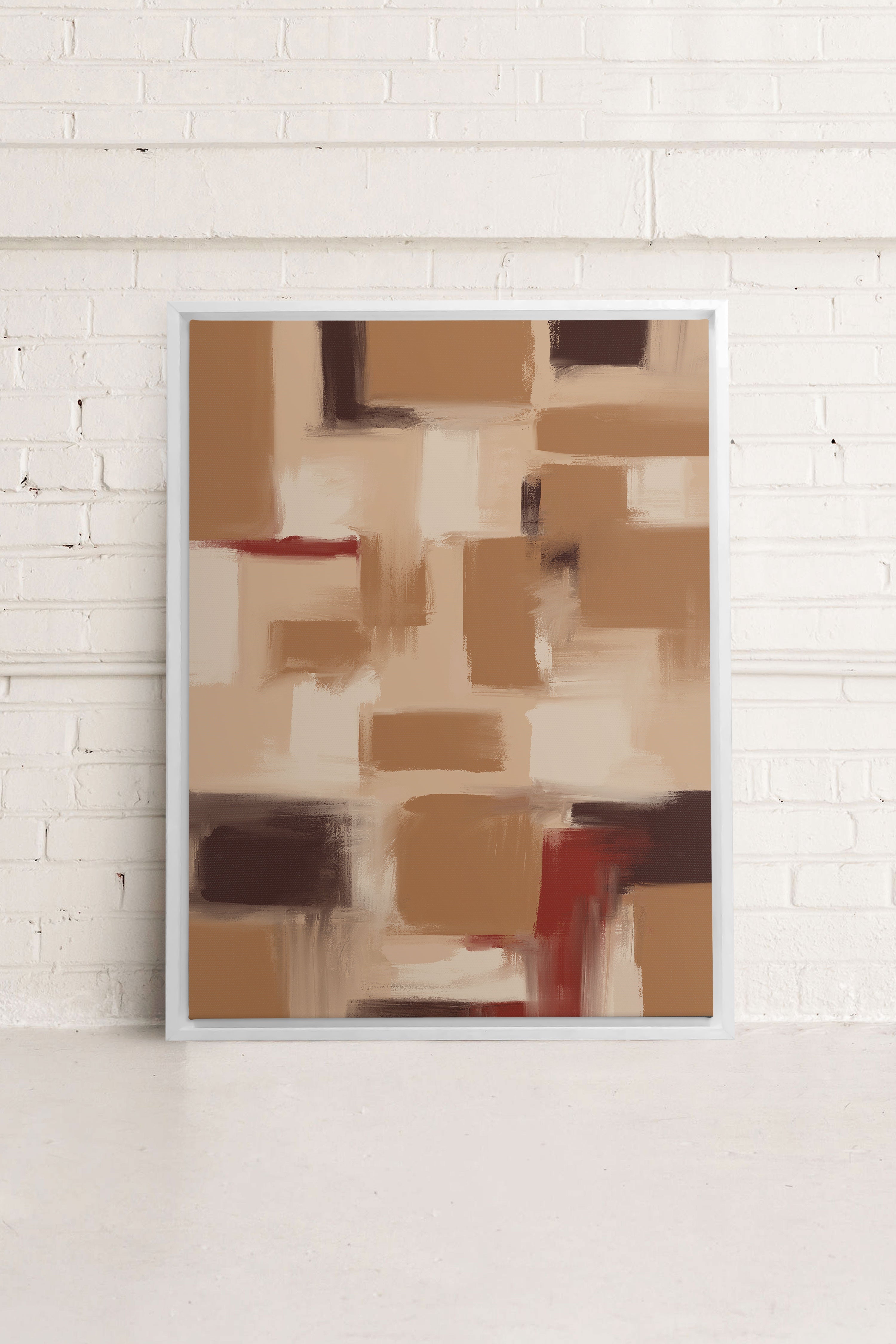 OLEKA CANVAS - TRAITS, Oeuvre sur toile étirée, encadré Blanc