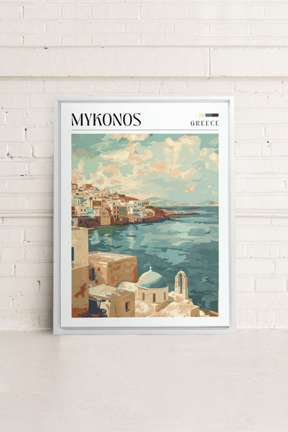 OLEKA CANVAS - Mykonos, Oeuvre sur toile étirée, encadré Blanc