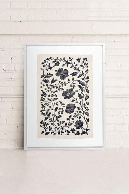 OLEKA CANVAS - FLORAL SHADOW, Oeuvre sur toile étirée, encadré Blanc