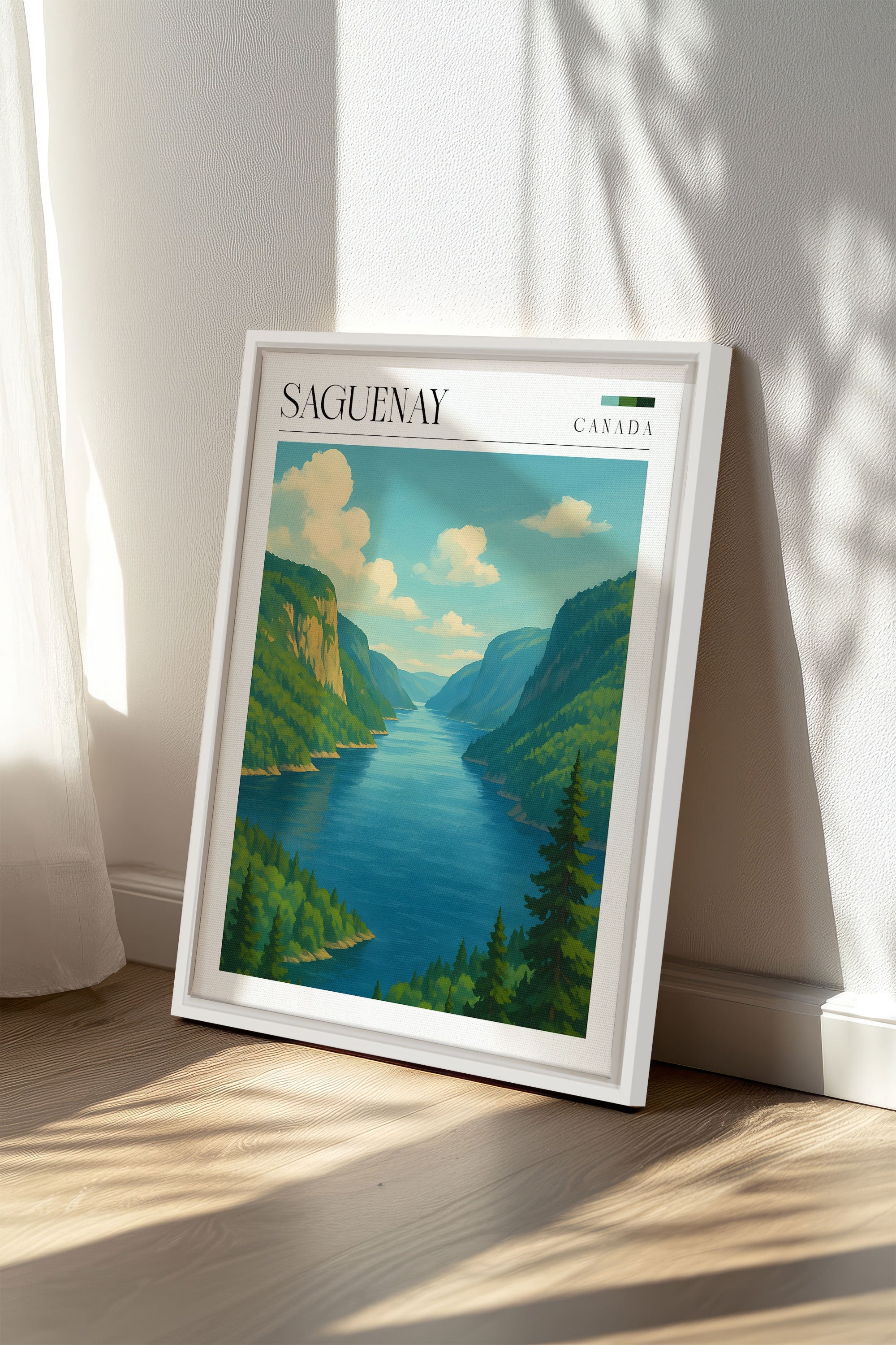 OLEKA CANVAS - SAGUENAY, Oeuvre sur toile étirée, encadré Blanc