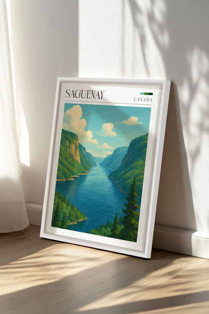 OLEKA CANVAS - SAGUENAY, Oeuvre sur toile étirée, encadré Blanc